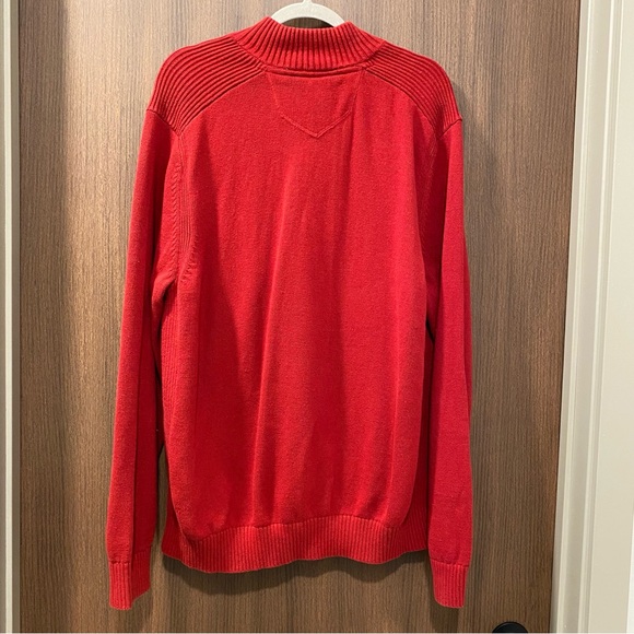 Eddie Bauer Men’s Red Quarter-Zip Rib-Knit Sweater Size XL 100% Cotton Pullover - Picture 11 of 15